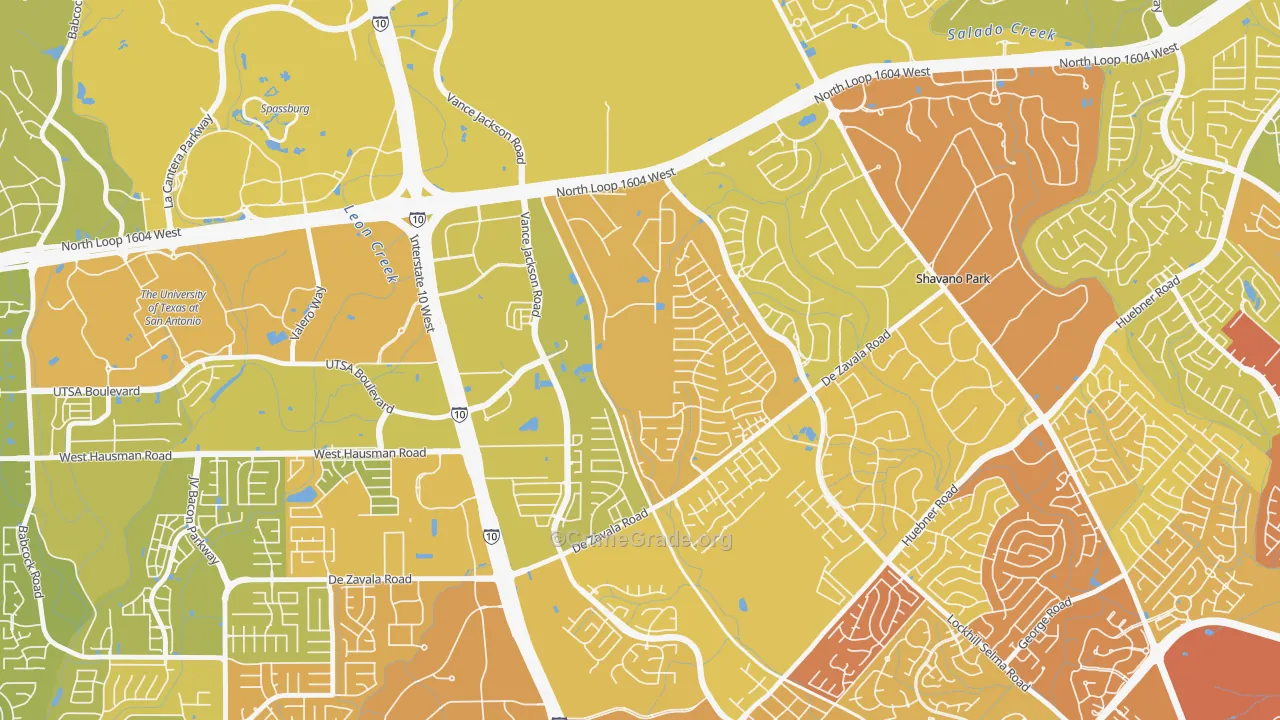 Woods of Shavano, San Antonio, TX Map of Vehicle Theft Rates