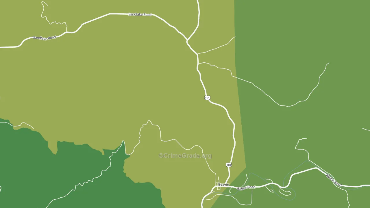 Woods, OR Map of Vehicle Theft Rates