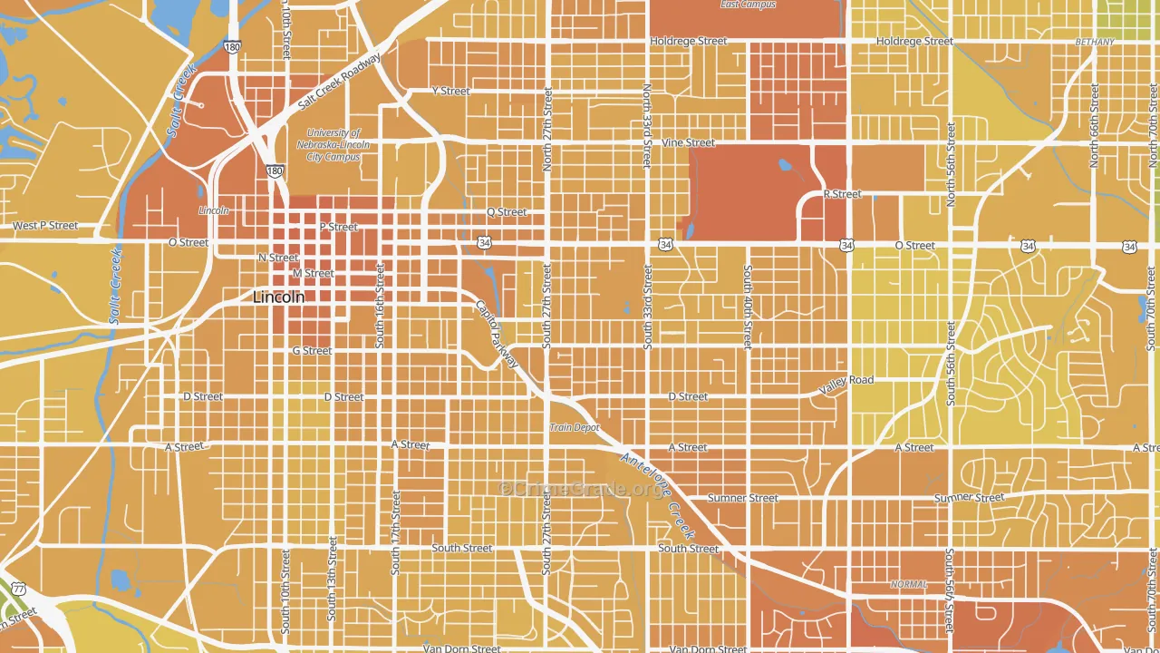 Woods Park, Lincoln, NE Map of Vehicle Theft Rates