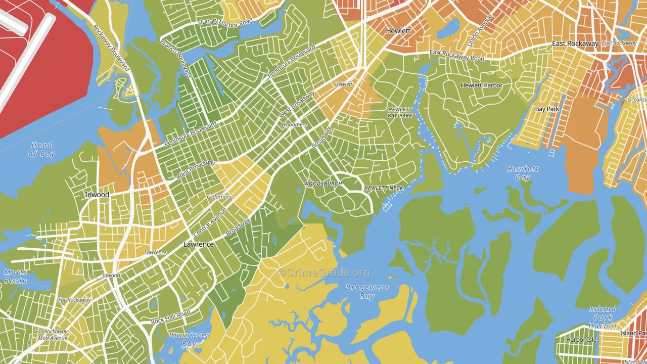 Woodsburgh, NY Map of Vehicle Theft Rates