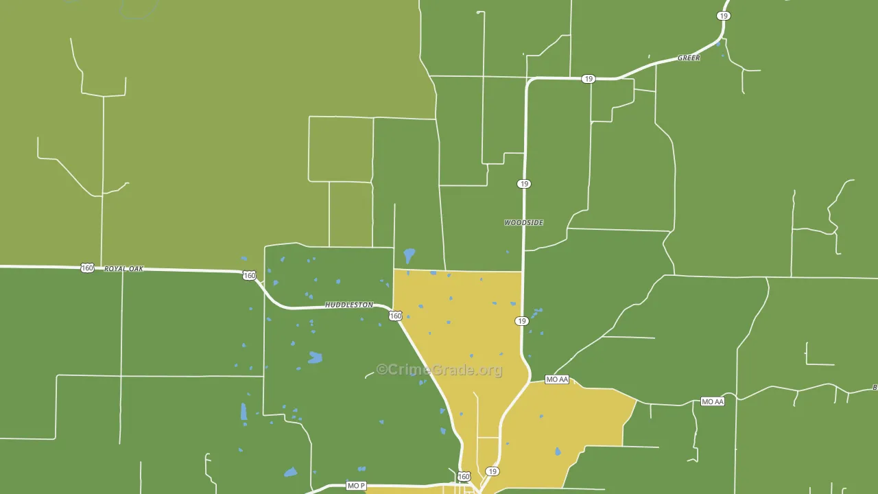 Woodside, MO Map of Vehicle Theft Rates