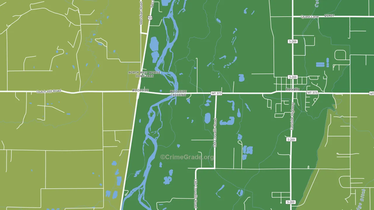 Woodside, MT Map of Vehicle Theft Rates
