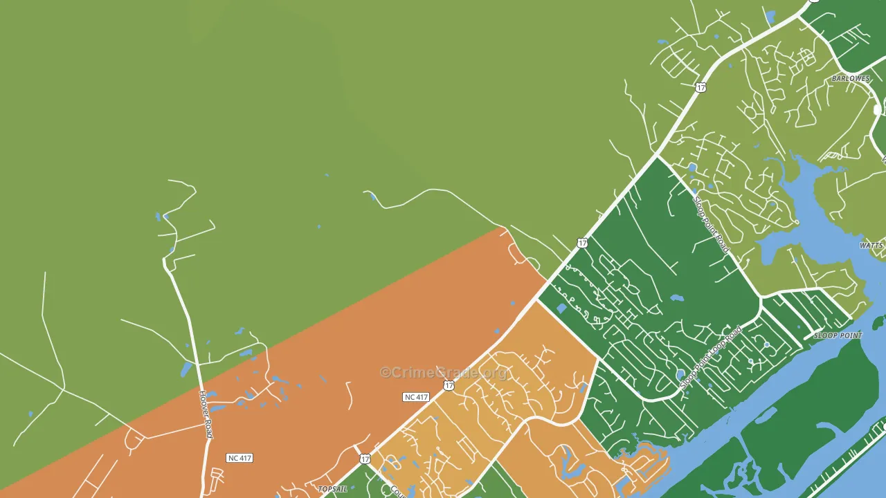 Woodside, NC Map of Vehicle Theft Rates
