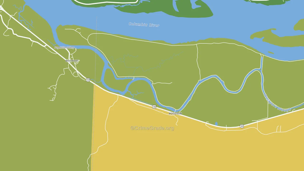 Woodson, OR Map of Vehicle Theft Rates