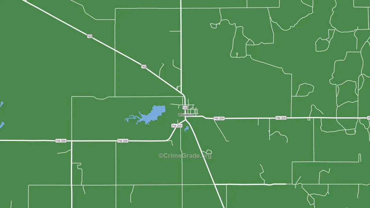 Woodson, TX Map of Vehicle Theft Rates