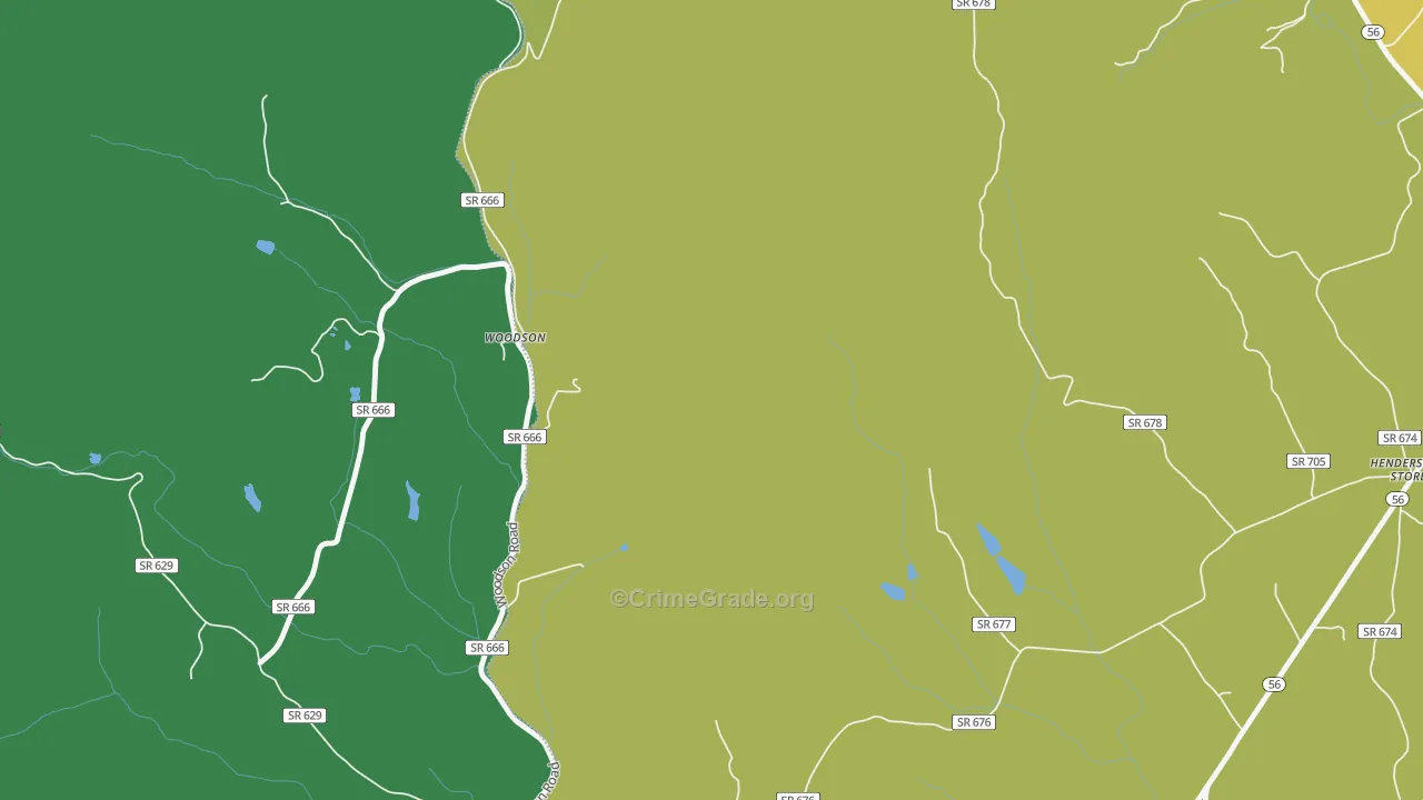 Woodson, VA Map of Vehicle Theft Rates