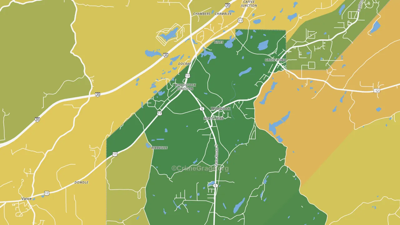 Woodstock, AL Map of Vehicle Theft Rates