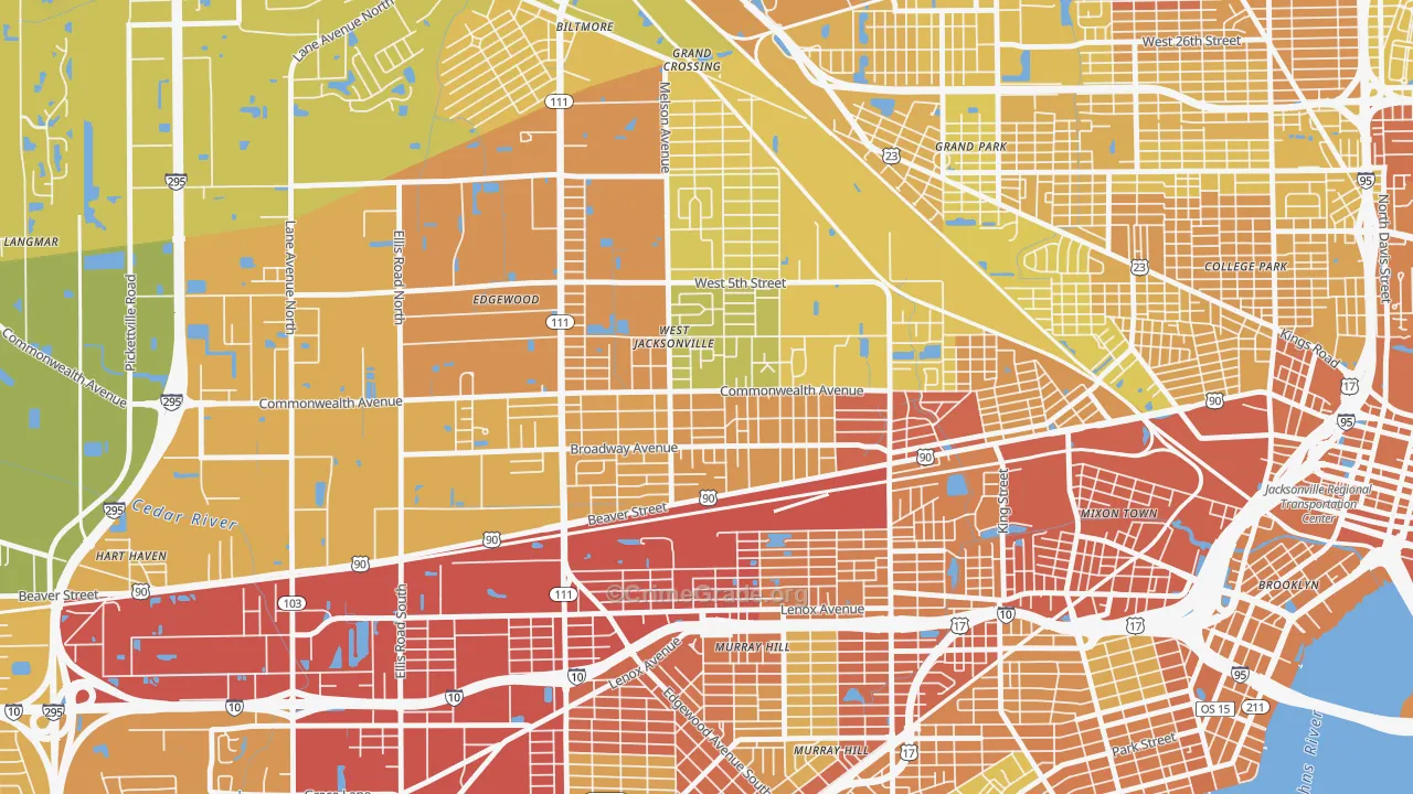 Woodstock, Jacksonville, FL Map of Vehicle Theft Rates
