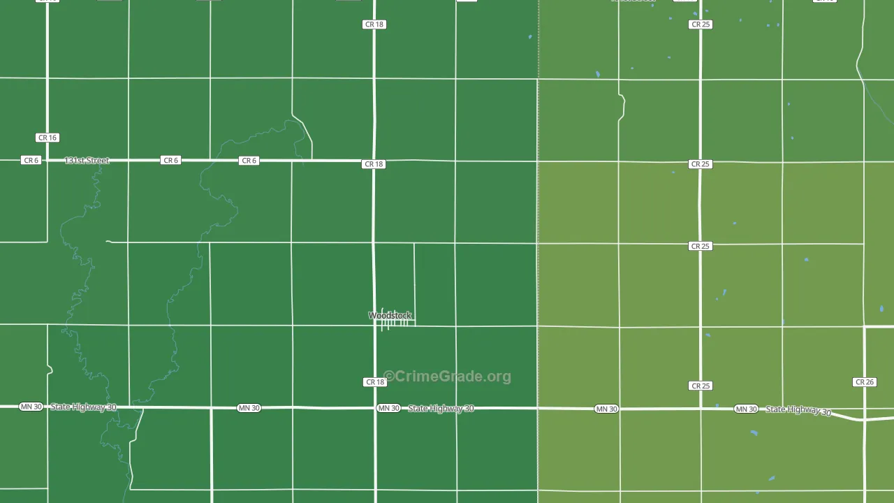 Woodstock, MN Map of Vehicle Theft Rates
