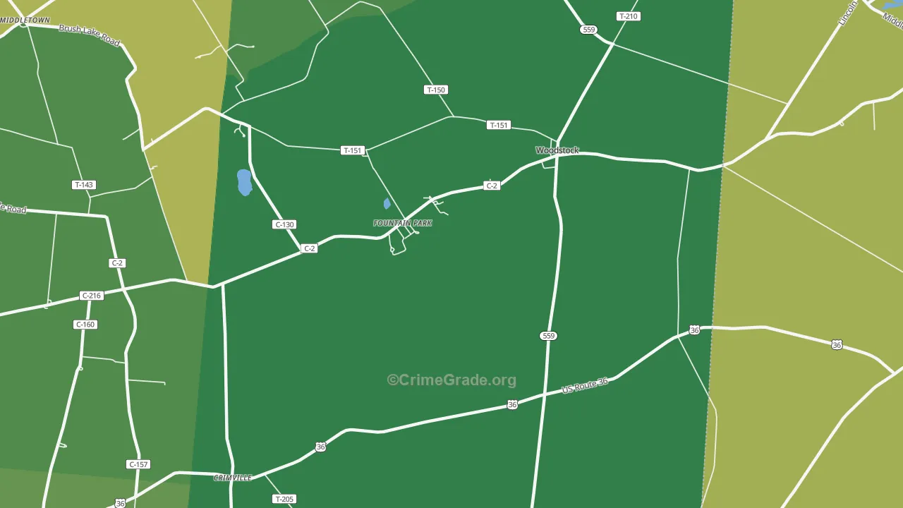 Woodstock, OH Map of Vehicle Theft Rates