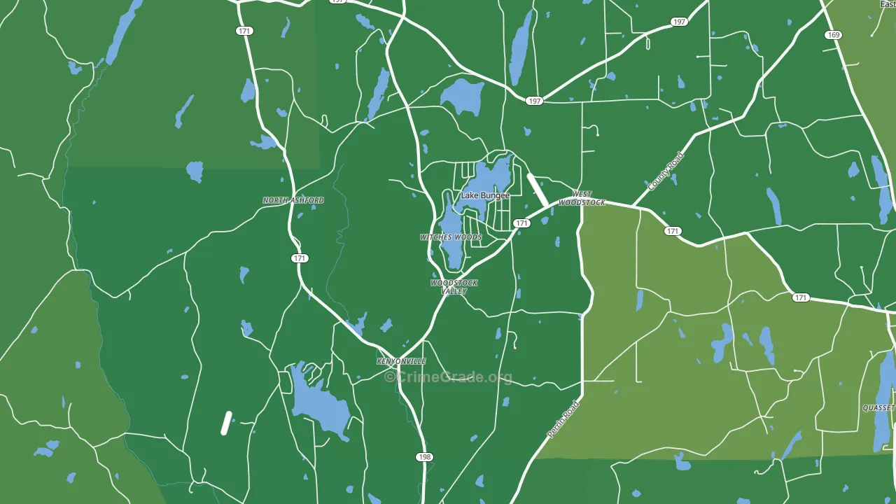Woodstock Valley, CT Map of Vehicle Theft Rates