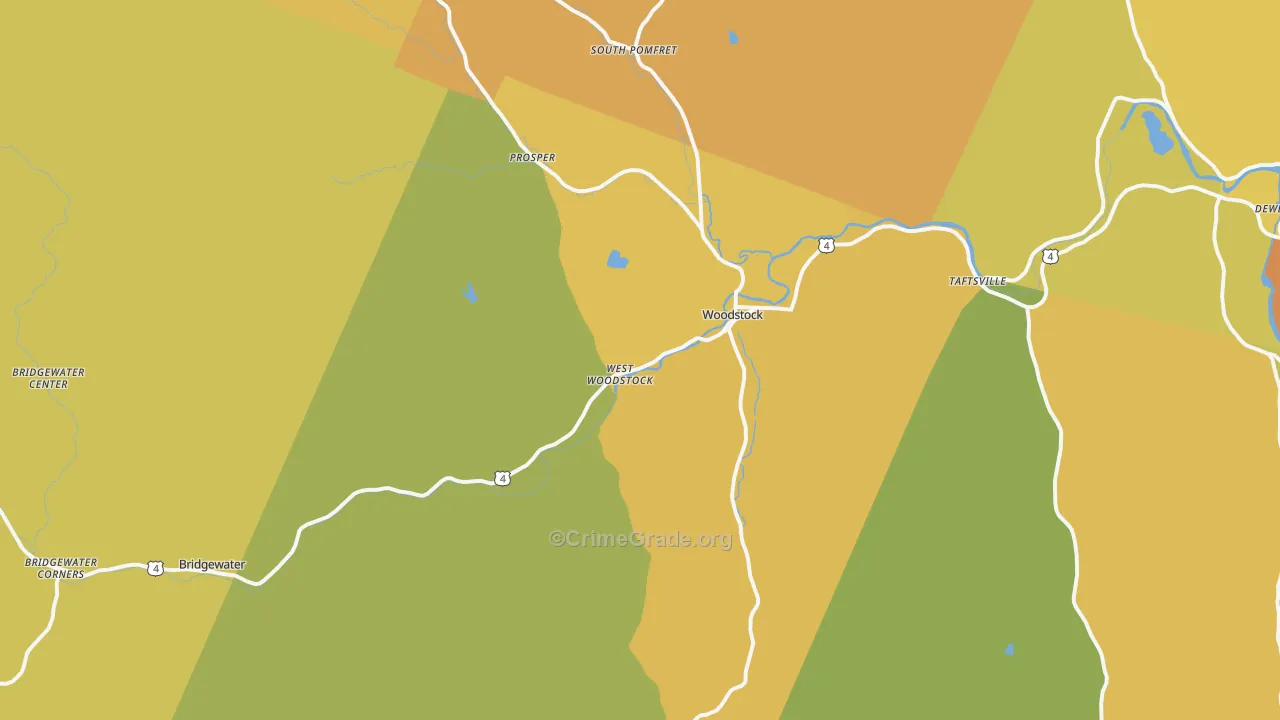Woodstock, VT Map of Vehicle Theft Rates