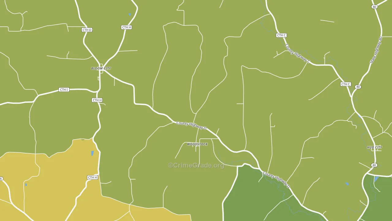 Woodstock, WI Map of Vehicle Theft Rates