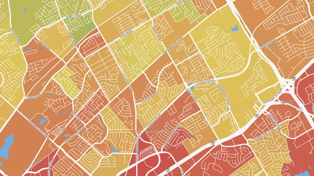 Woodstone, San Antonio, TX Map of Vehicle Theft Rates