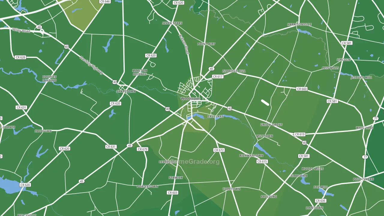 Woodstown, NJ Map of Vehicle Theft Rates