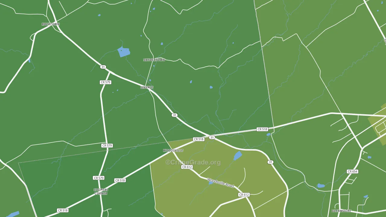Woodsville, NJ Map of Vehicle Theft Rates