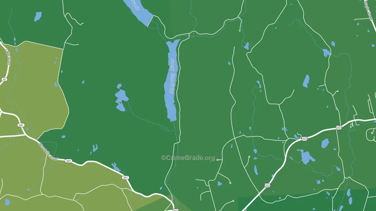 Woodville, CT Map of Vehicle Theft Rates