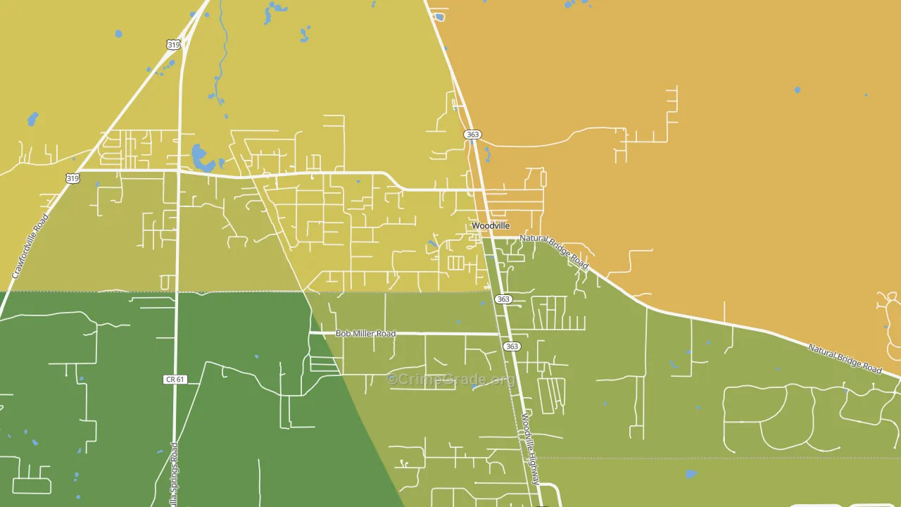 Woodville, FL Map of Vehicle Theft Rates