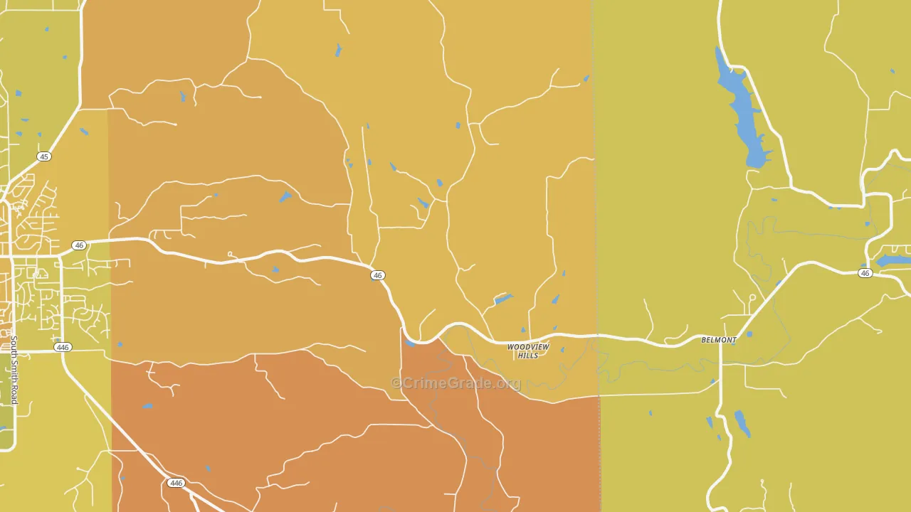 Woodville Hills, IN Map of Vehicle Theft Rates