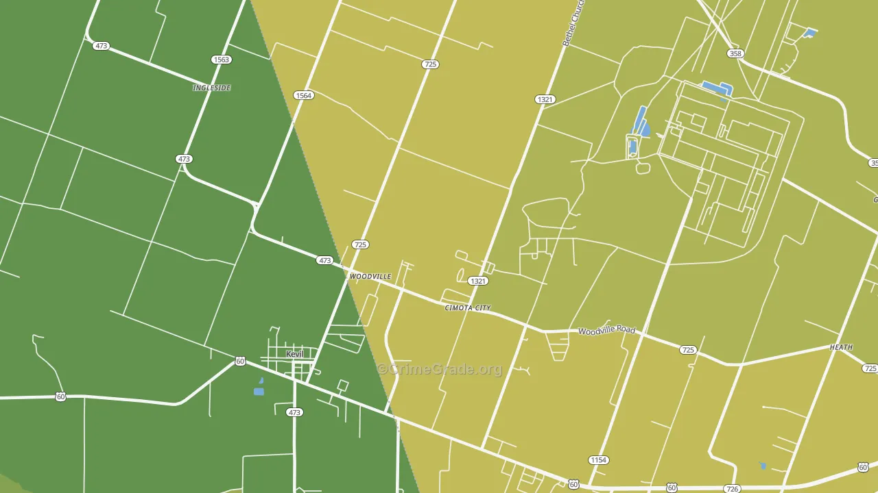 Woodville, KY Map of Vehicle Theft Rates