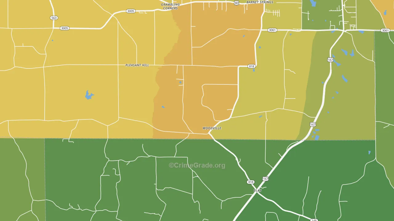 Woodville, LA Map of Vehicle Theft Rates