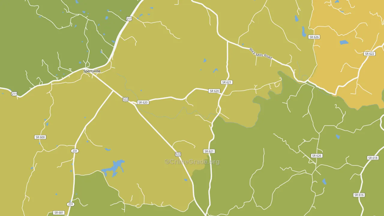 Woodville, VA Map of Vehicle Theft Rates