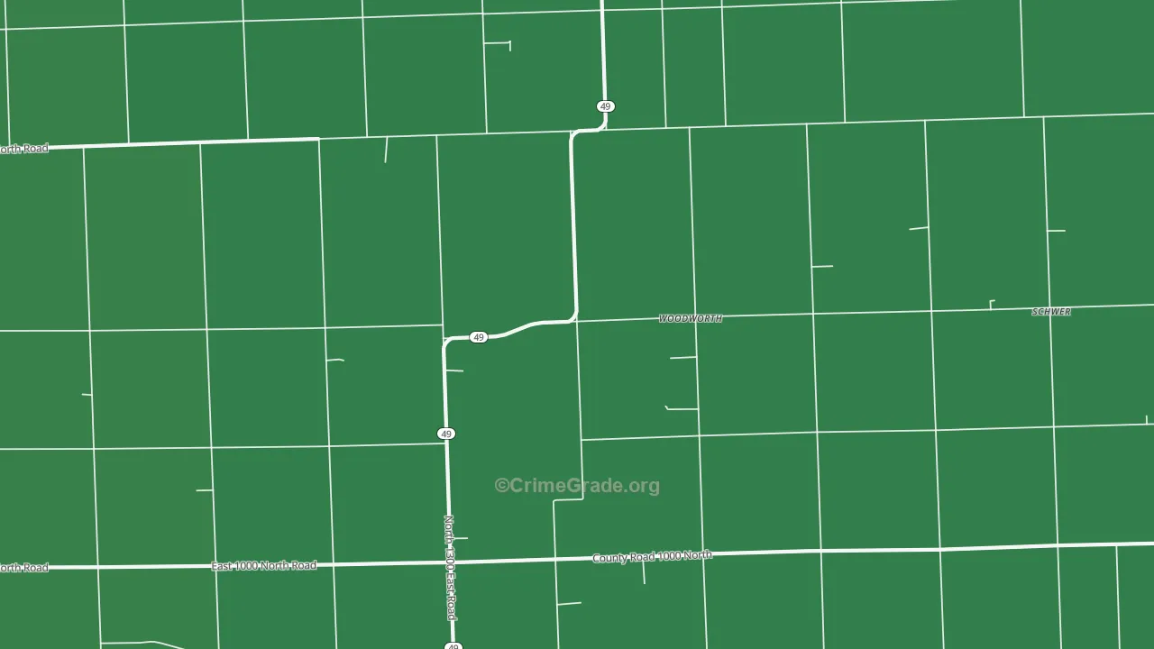 Woodworth, IL Map of Vehicle Theft Rates