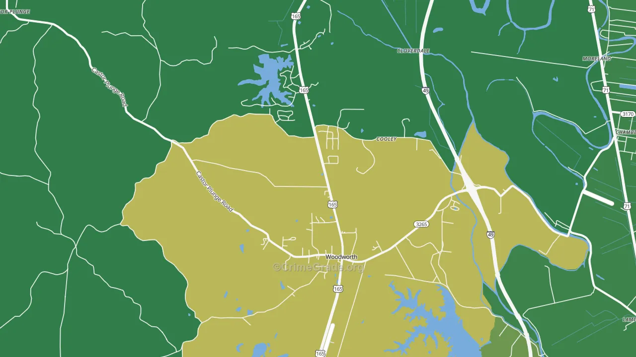 Woodworth, LA Map of Vehicle Theft Rates