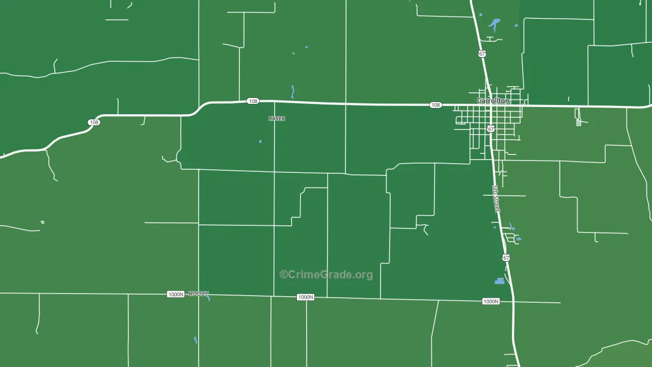 Woody, IL Map of Vehicle Theft Rates