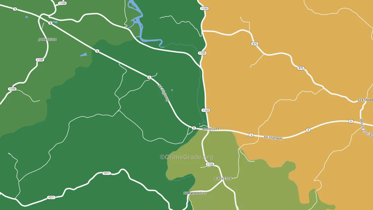 Woolcott, KY Map of Vehicle Theft Rates