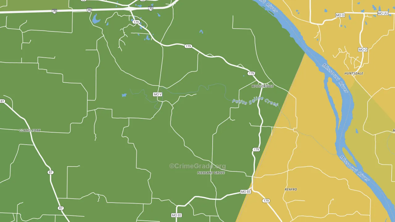 Wooldridge, MO Map of Vehicle Theft Rates