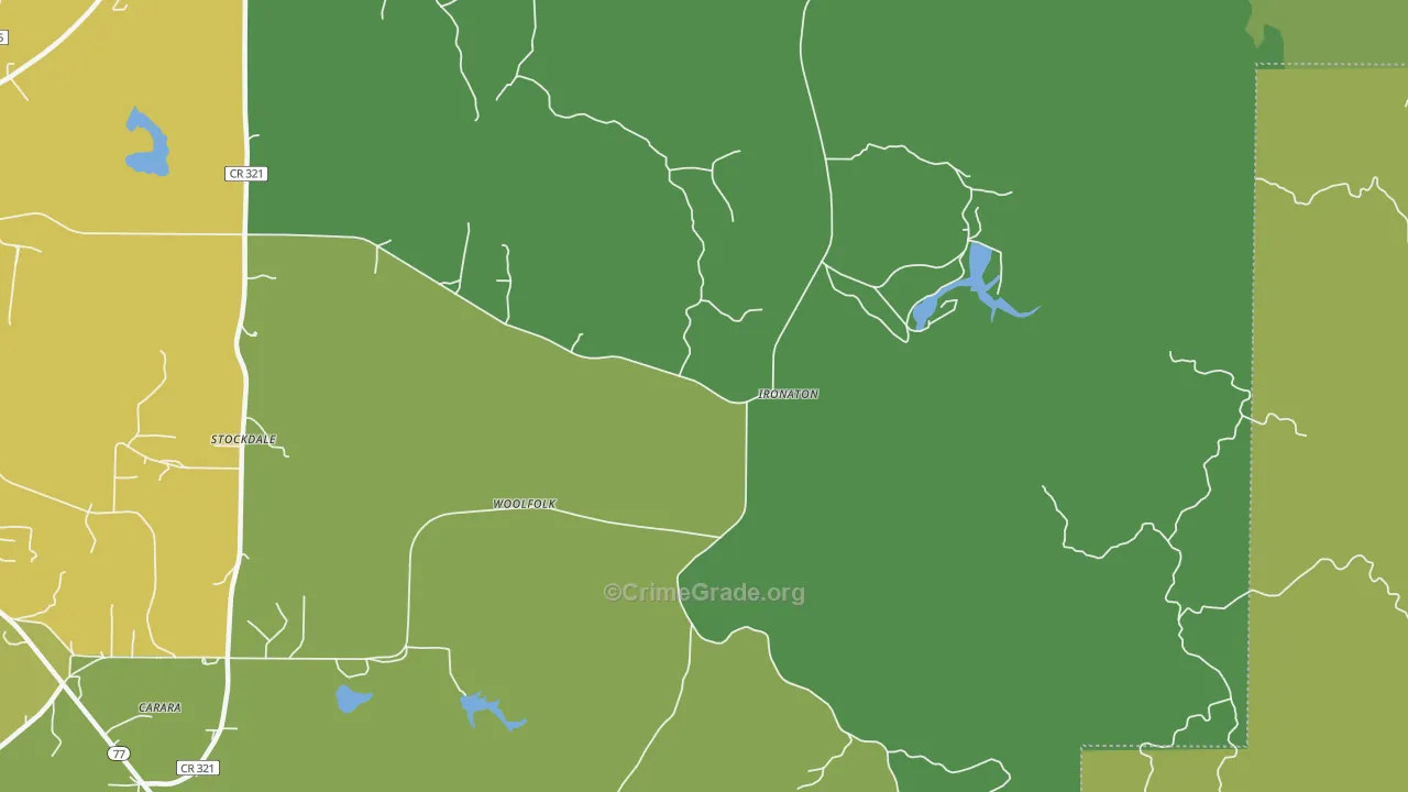 Woolfolk, AL Map of Vehicle Theft Rates