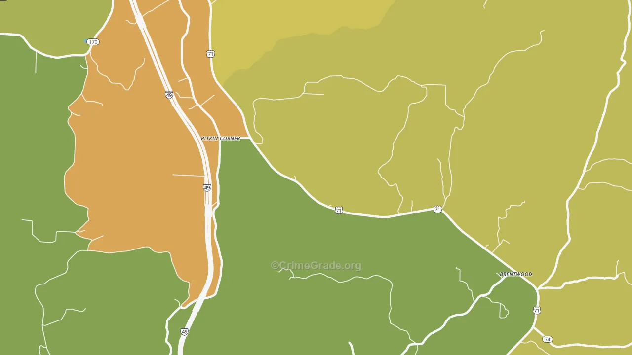 Woolsey, AR Map of Vehicle Theft Rates