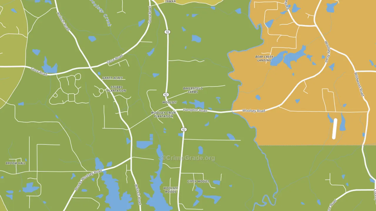 Woolsey, GA Map of Vehicle Theft Rates