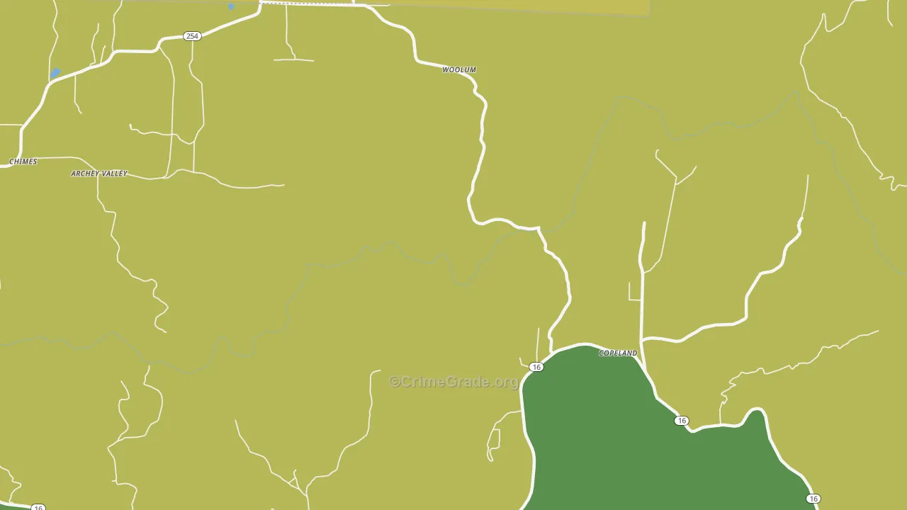 Woolum, AR Map of Vehicle Theft Rates