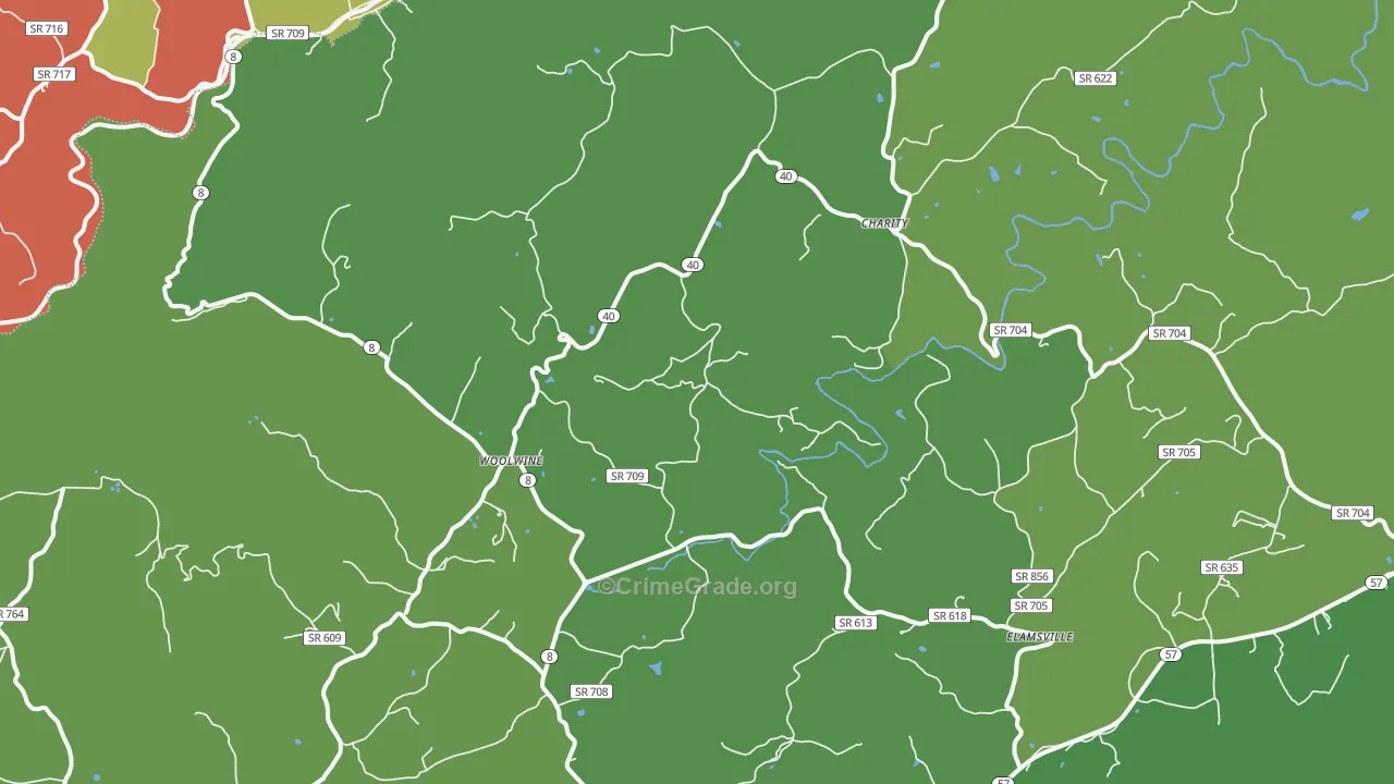 Woolwine, VA Map of Vehicle Theft Rates