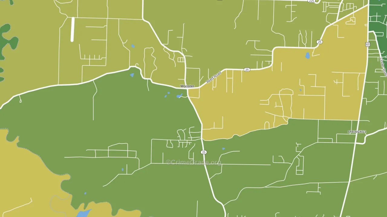Wooster, AR Map of Vehicle Theft Rates