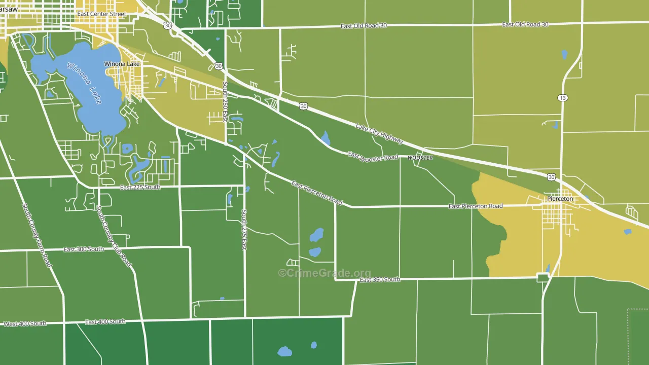 Wooster, IN Map of Vehicle Theft Rates