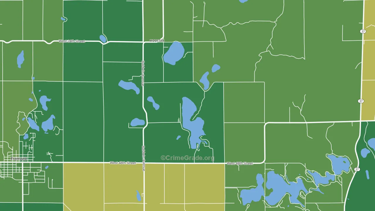 Wooster, MI Map of Vehicle Theft Rates