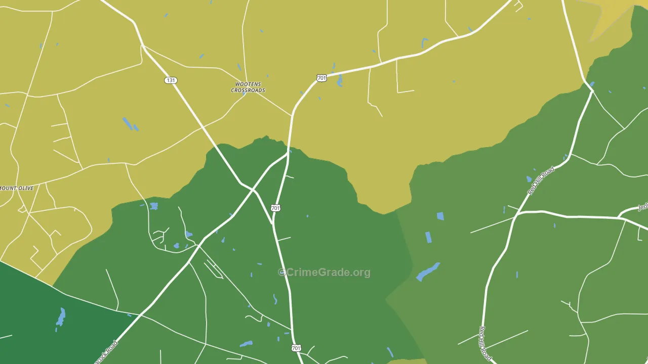 Wootens Crossroads, NC Map of Vehicle Theft Rates
