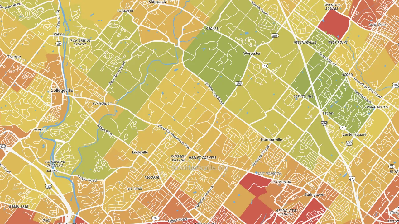 Worcester, PA Map of Vehicle Theft Rates