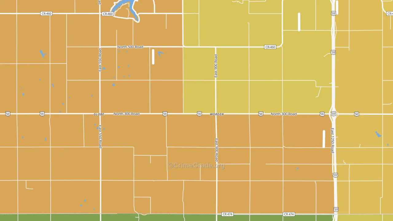 Worden, KS Map of Vehicle Theft Rates