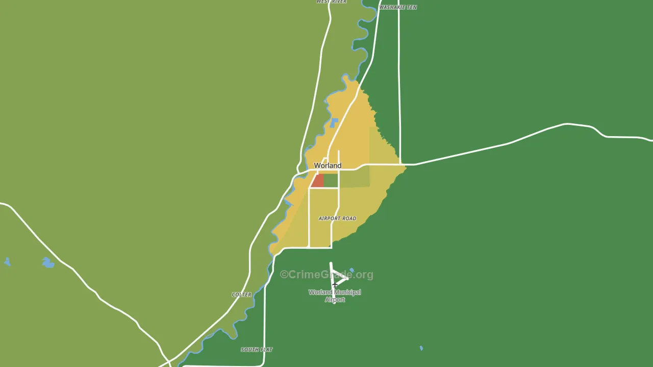 Worland, WY Map of Vehicle Theft Rates