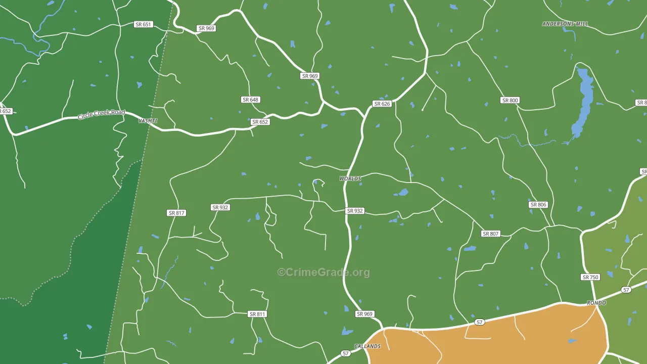 Worlds, VA Map of Vehicle Theft Rates