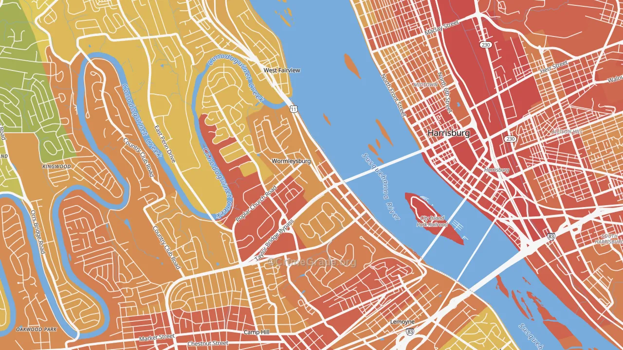 Wormleysburg, PA Map of Vehicle Theft Rates