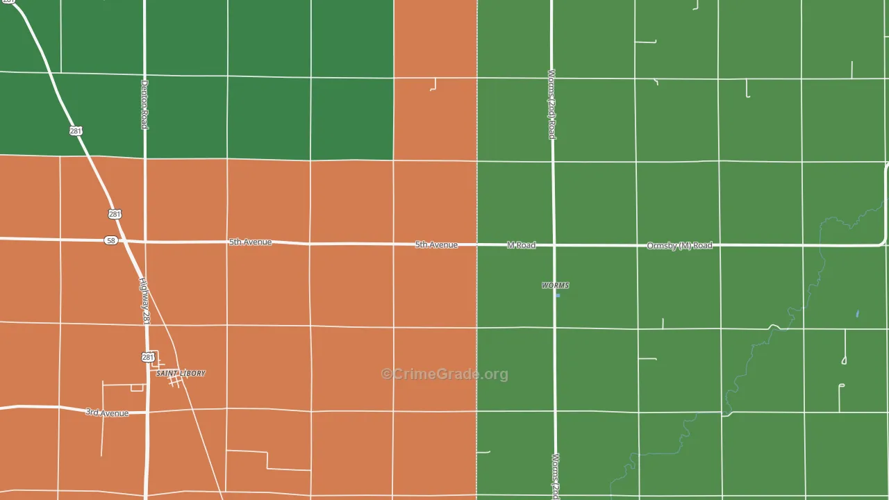 Worms, NE Map of Vehicle Theft Rates