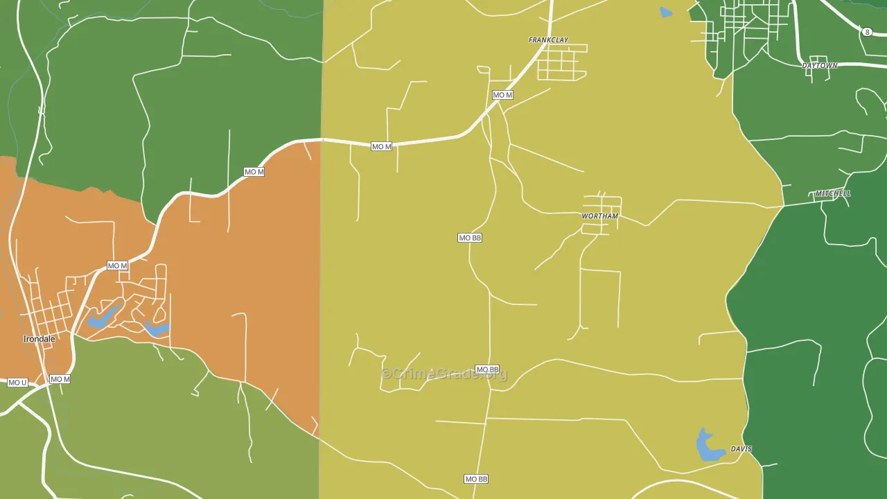 Wortham, MO Map of Vehicle Theft Rates