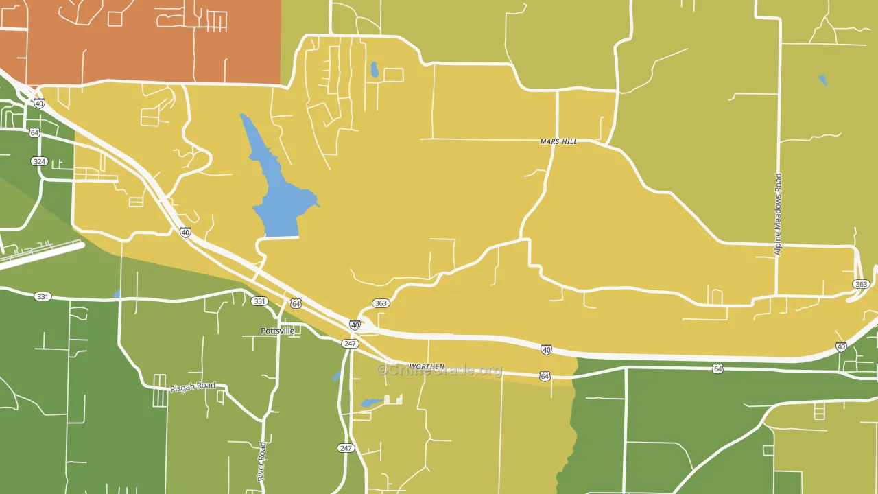 Worthen, AR Map of Vehicle Theft Rates