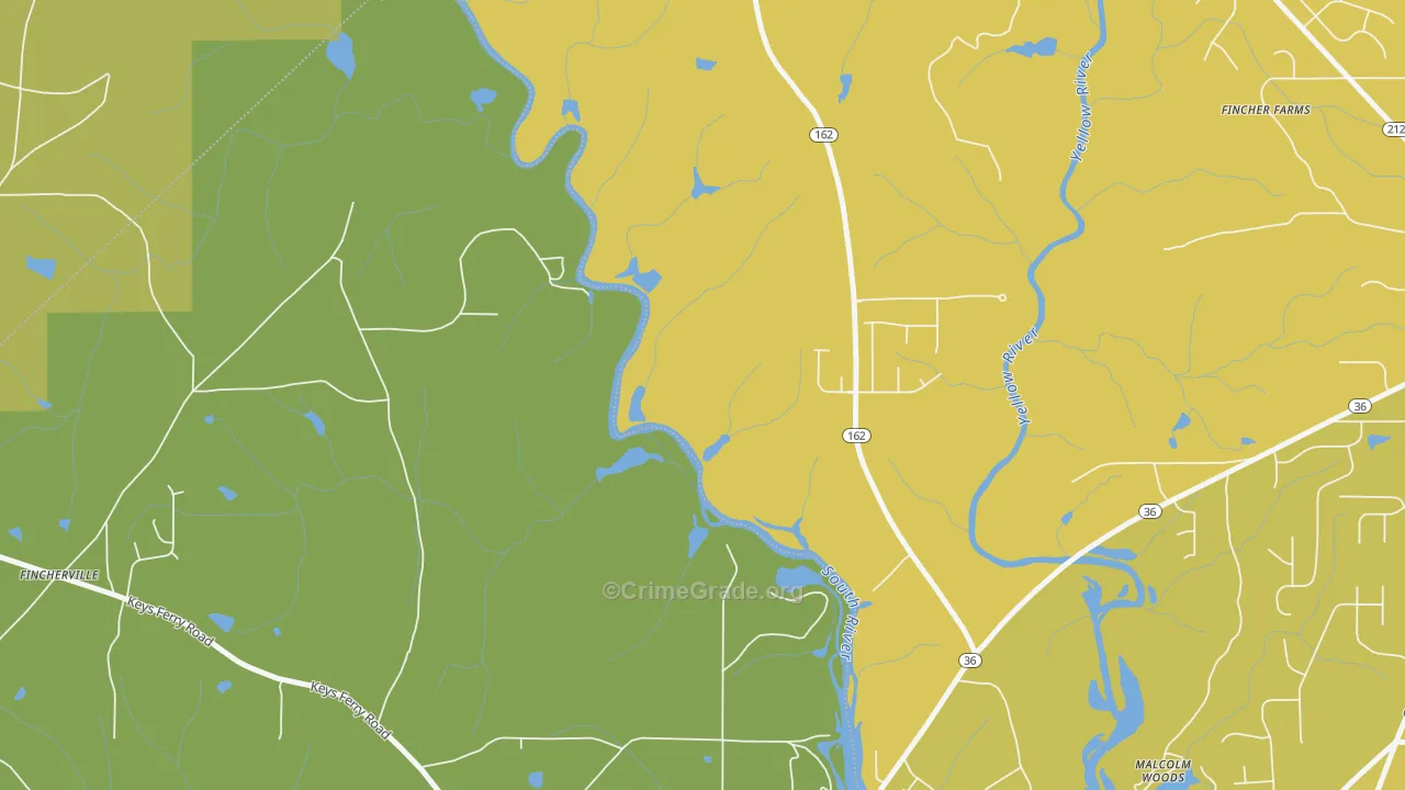 Worthville, GA Map of Vehicle Theft Rates
