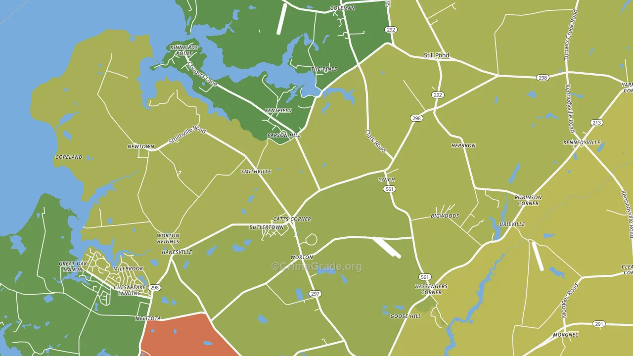 Worton, MD Map of Vehicle Theft Rates